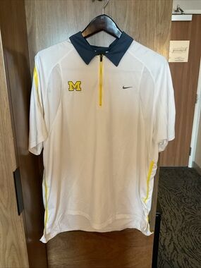 Nike Sphere Dry - Men’s White University of Michigan 1/4 Zip Polo Shirt